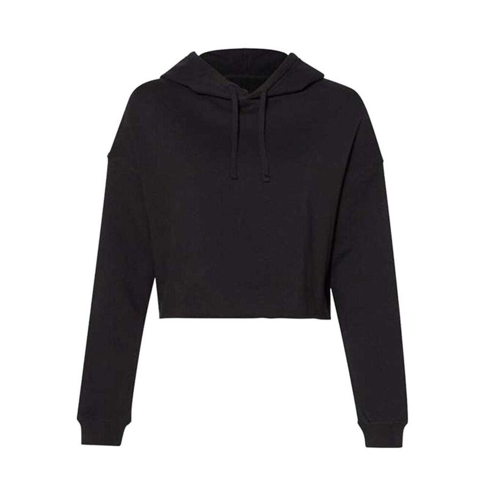 Miso Womens/Ladies Cropped Drawstring Hoodie / Black